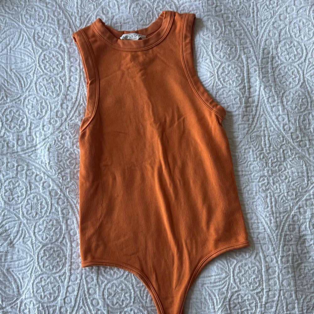 Women's Orange Sleeveless Bodysuit